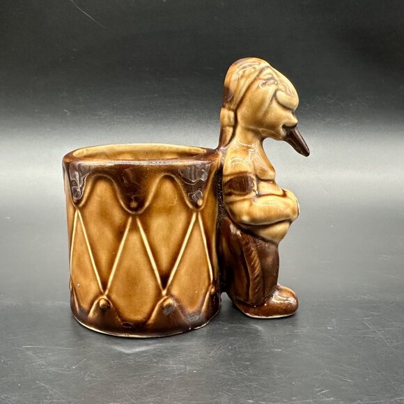 Vintage The Big Chiefs Cigars Pen Holder Planter 40s Ceramic GS Brown Organizer - Picture 4 of 11